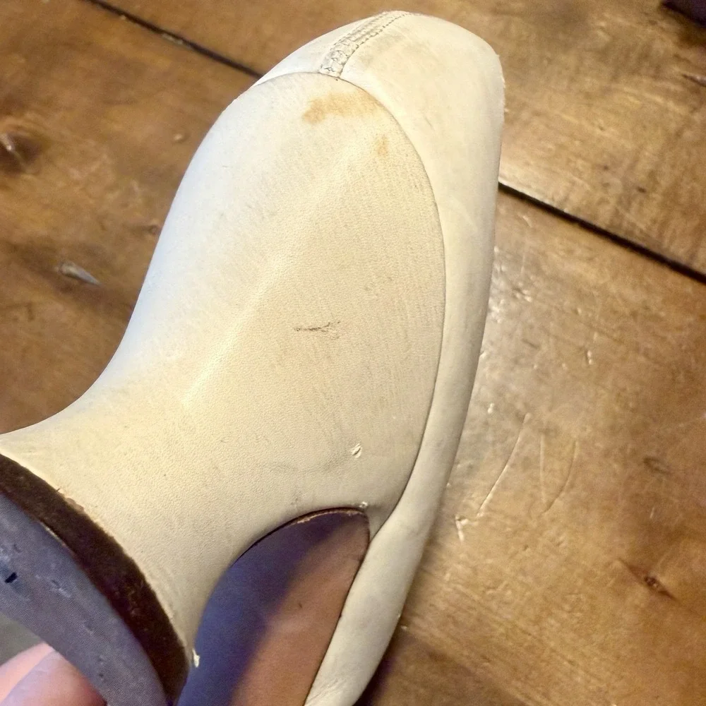 NOS Antique VTG Victorian White Kid Leather Louis Wedding Bride Heels Shoes Sz 8